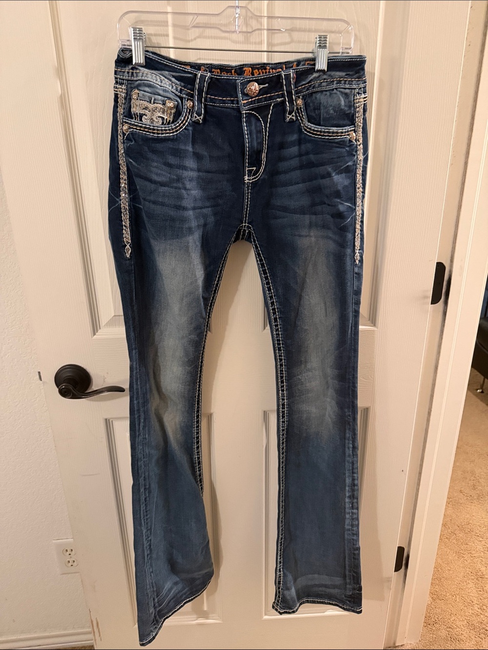 Rock Revival Women's Indigo Bootcut Jeans with Embellished Pockets